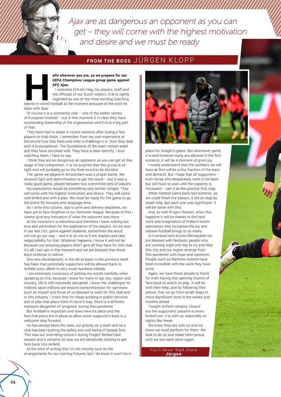 Liverpool FC Programmes Preview Pages