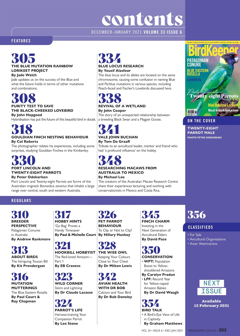 Australian Birdkeeper Magazine Preview Pages