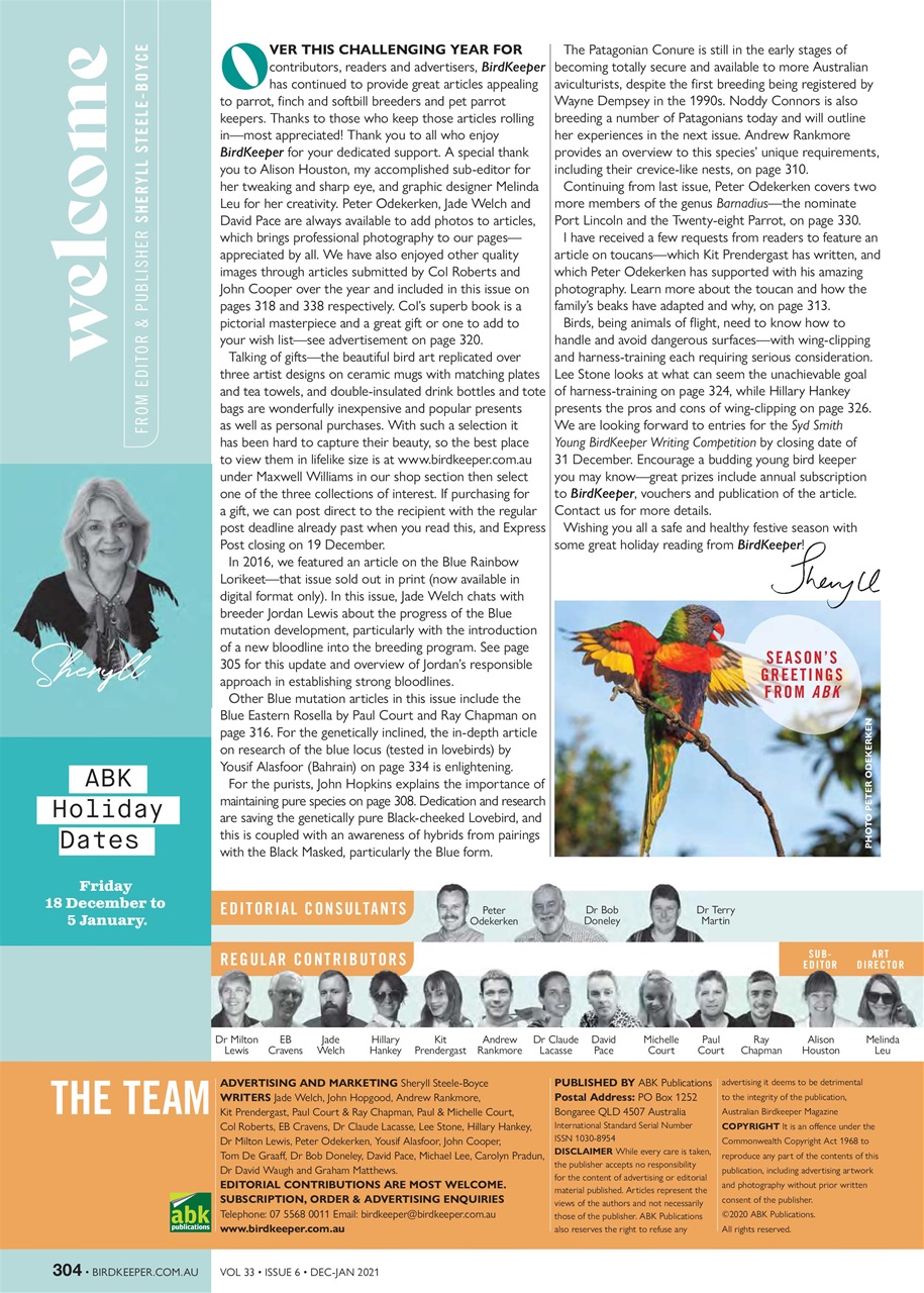 Australian Birdkeeper Magazine Preview Pages