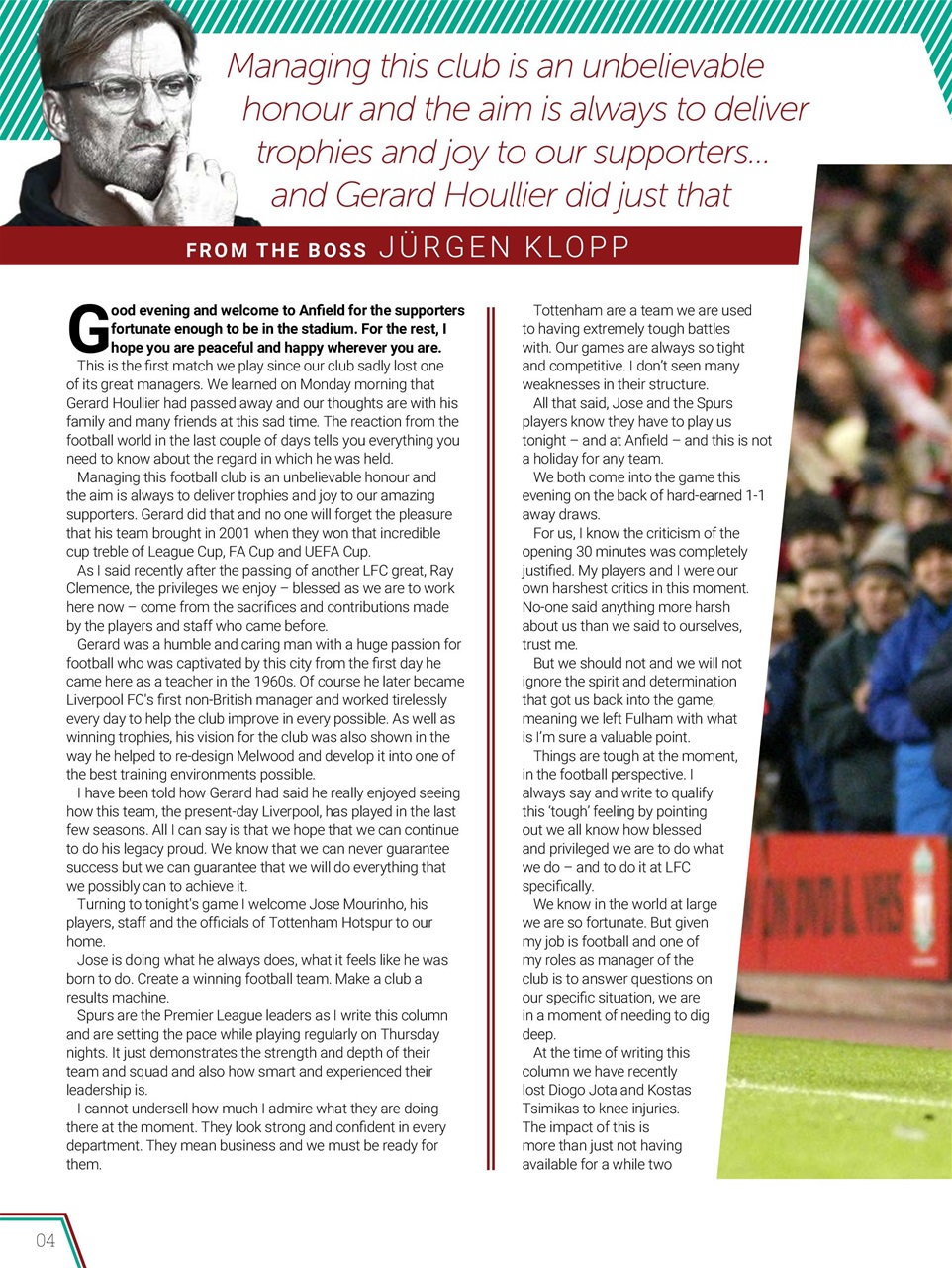 Liverpool FC Programmes Preview Pages