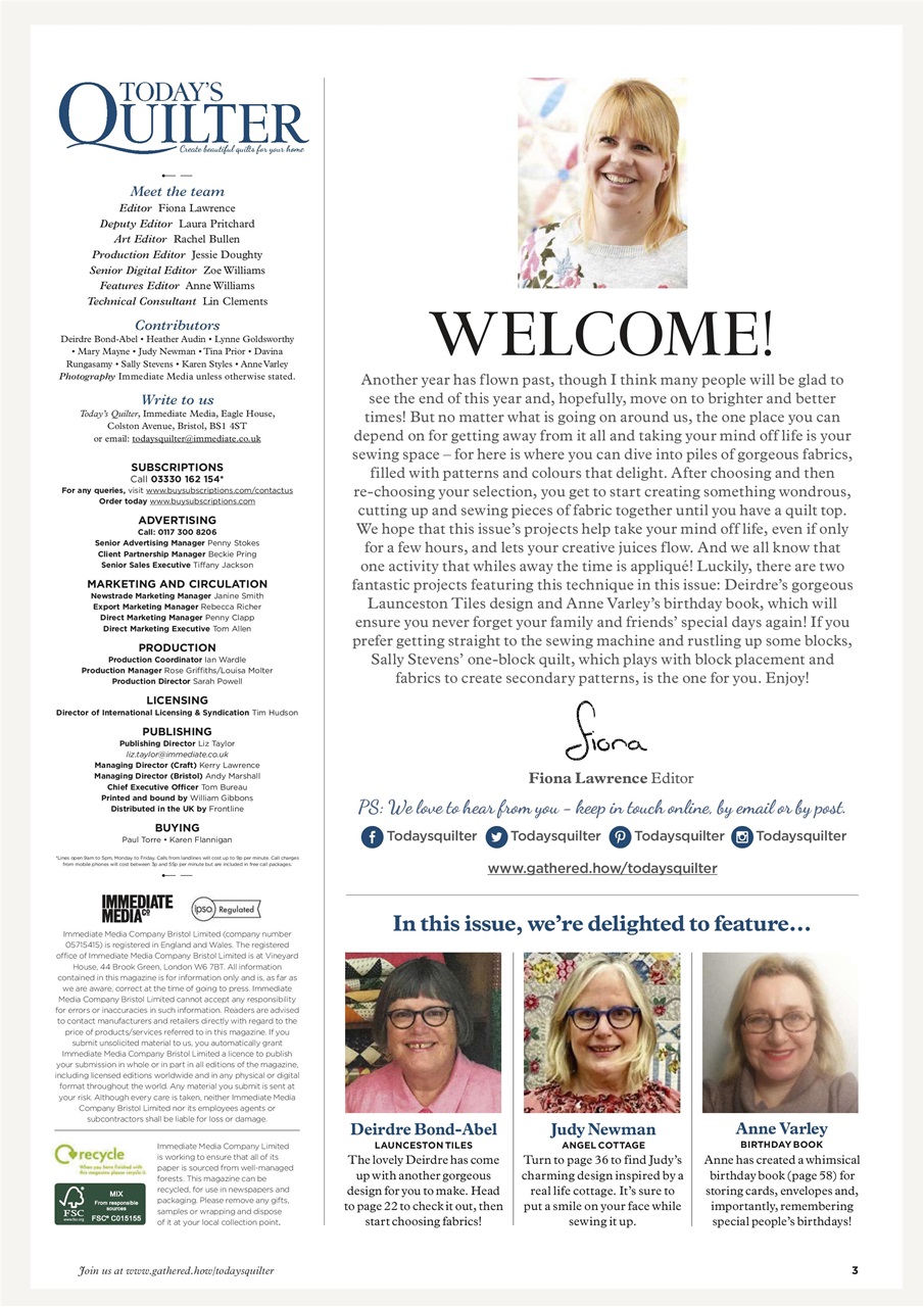 Today’s Quilter Preview Pages