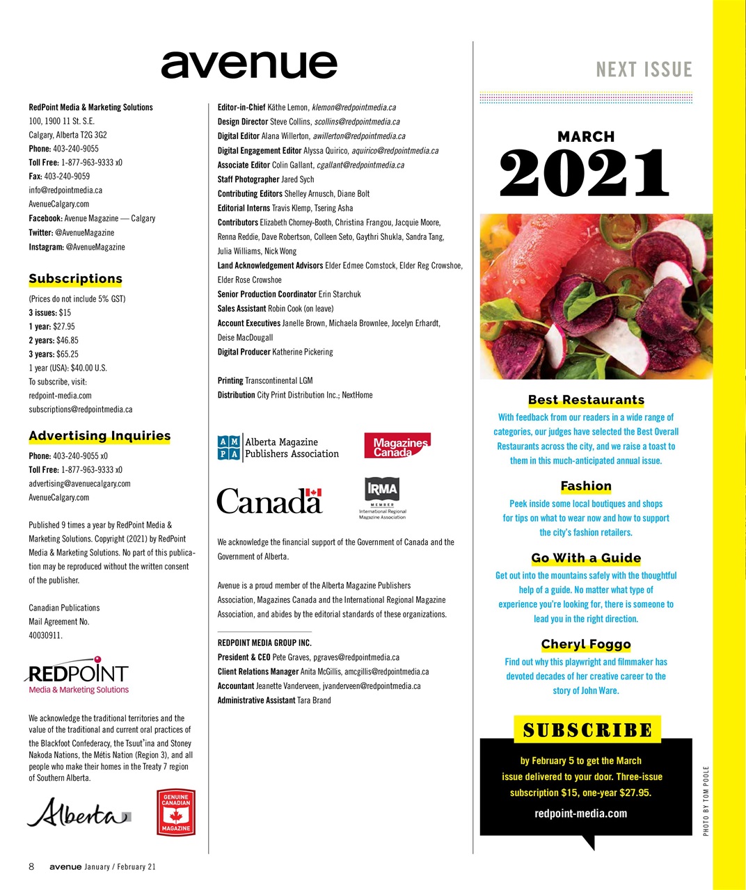 Avenue Calgary Preview Pages