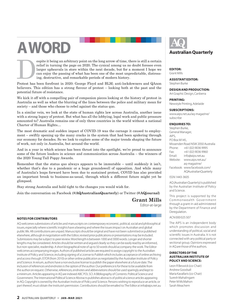 AQ: Australian Quarterly Preview Pages