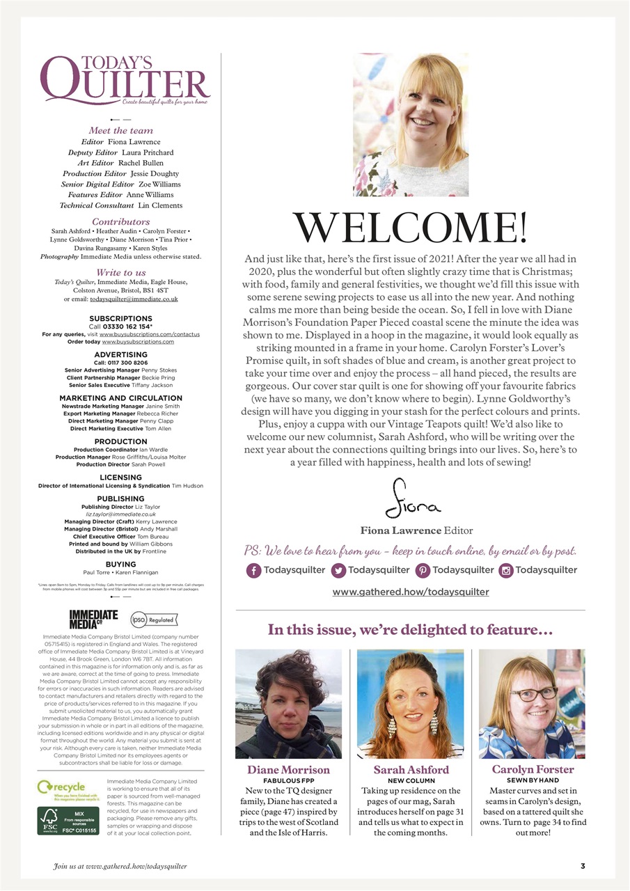 Today’s Quilter Preview Pages