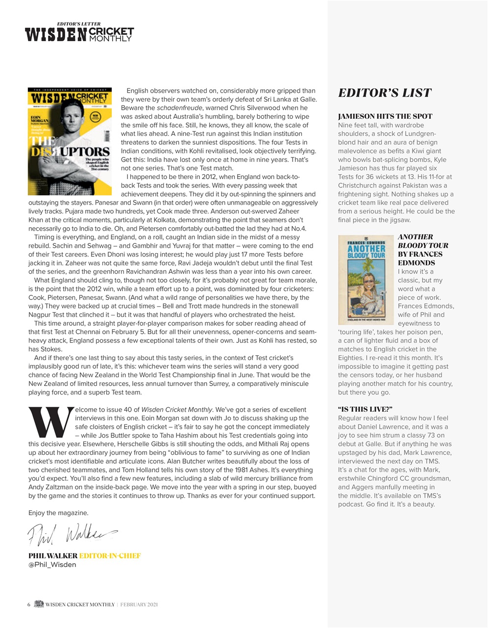 Wisden Cricket Monthly Preview Pages