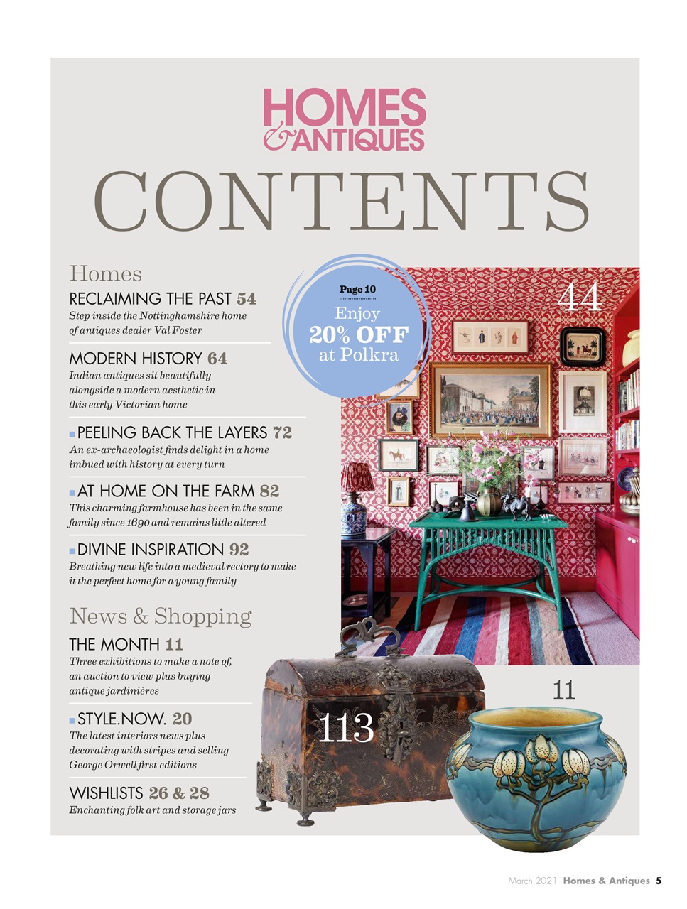 Homes & Antiques Magazine Preview Pages