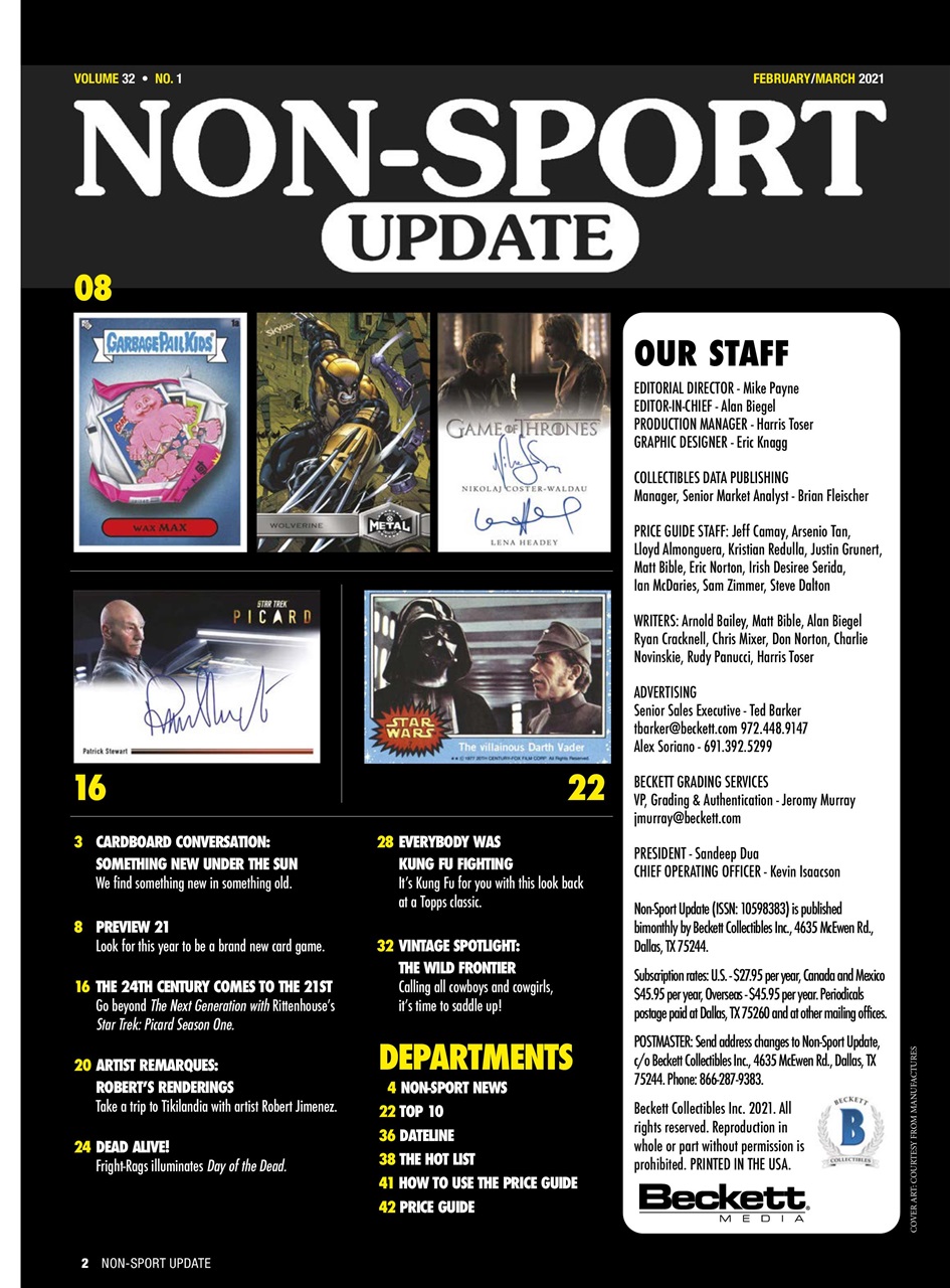 Non-Sport Update Magazine Preview Pages