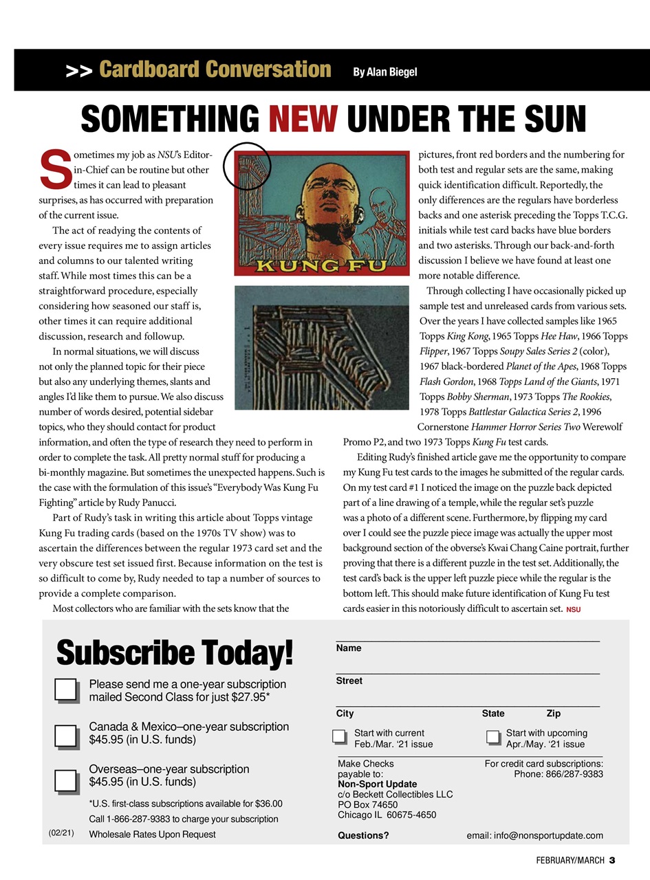 Non-Sport Update Magazine Preview Pages