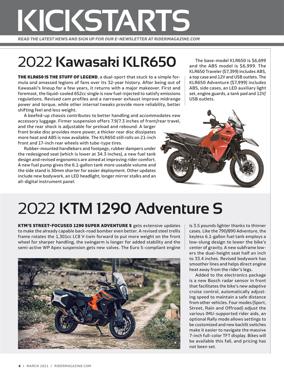 Rider Magazine Preview Pages