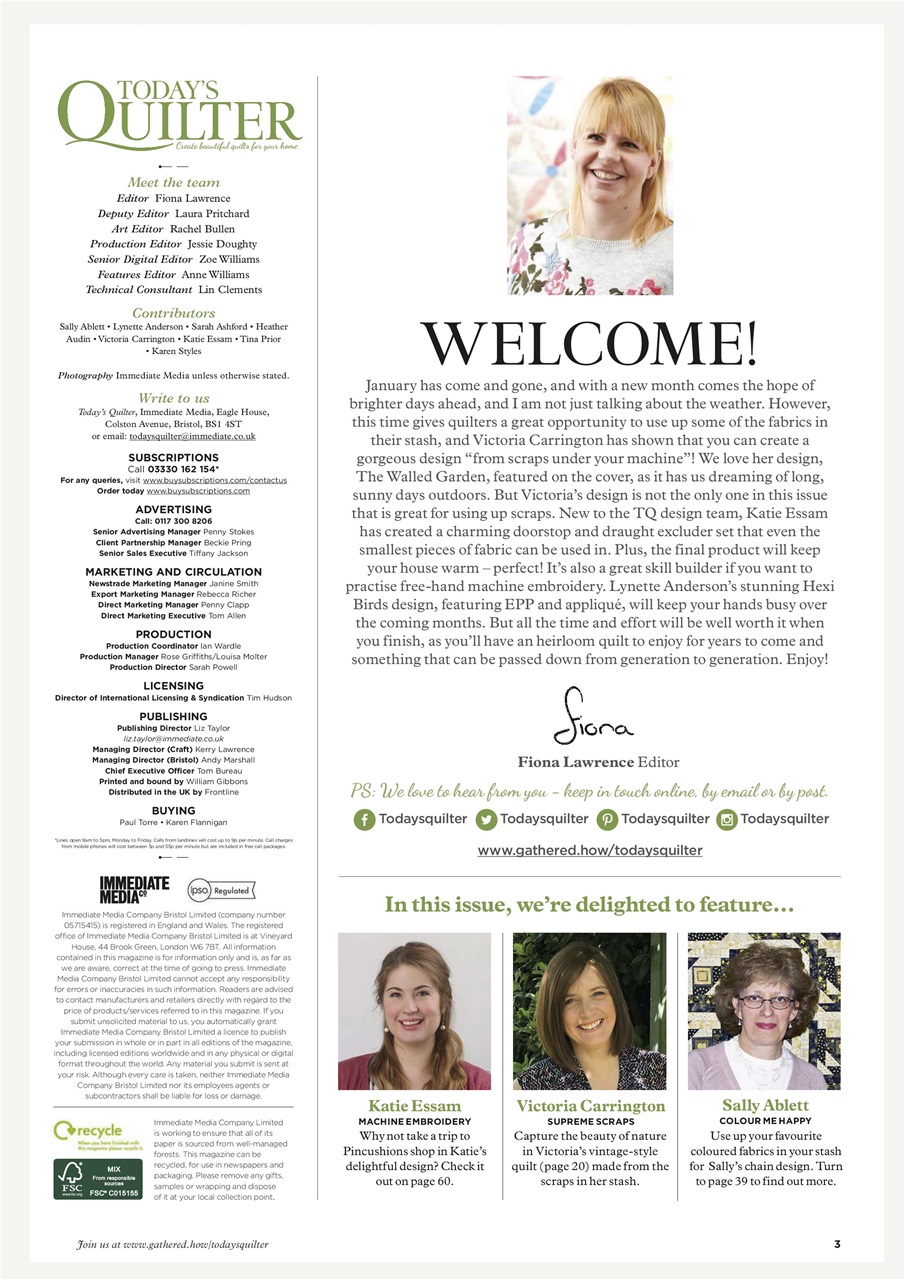 Today’s Quilter Preview Pages