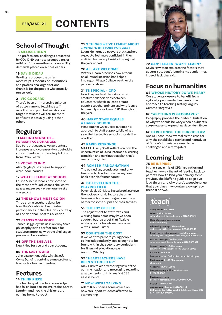 Teach Secondary Preview Pages