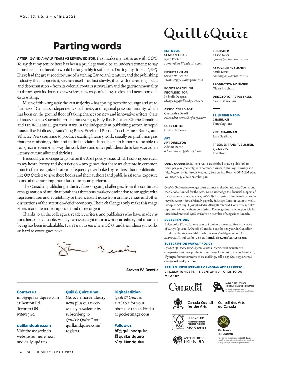 Quill & Quire Preview Pages