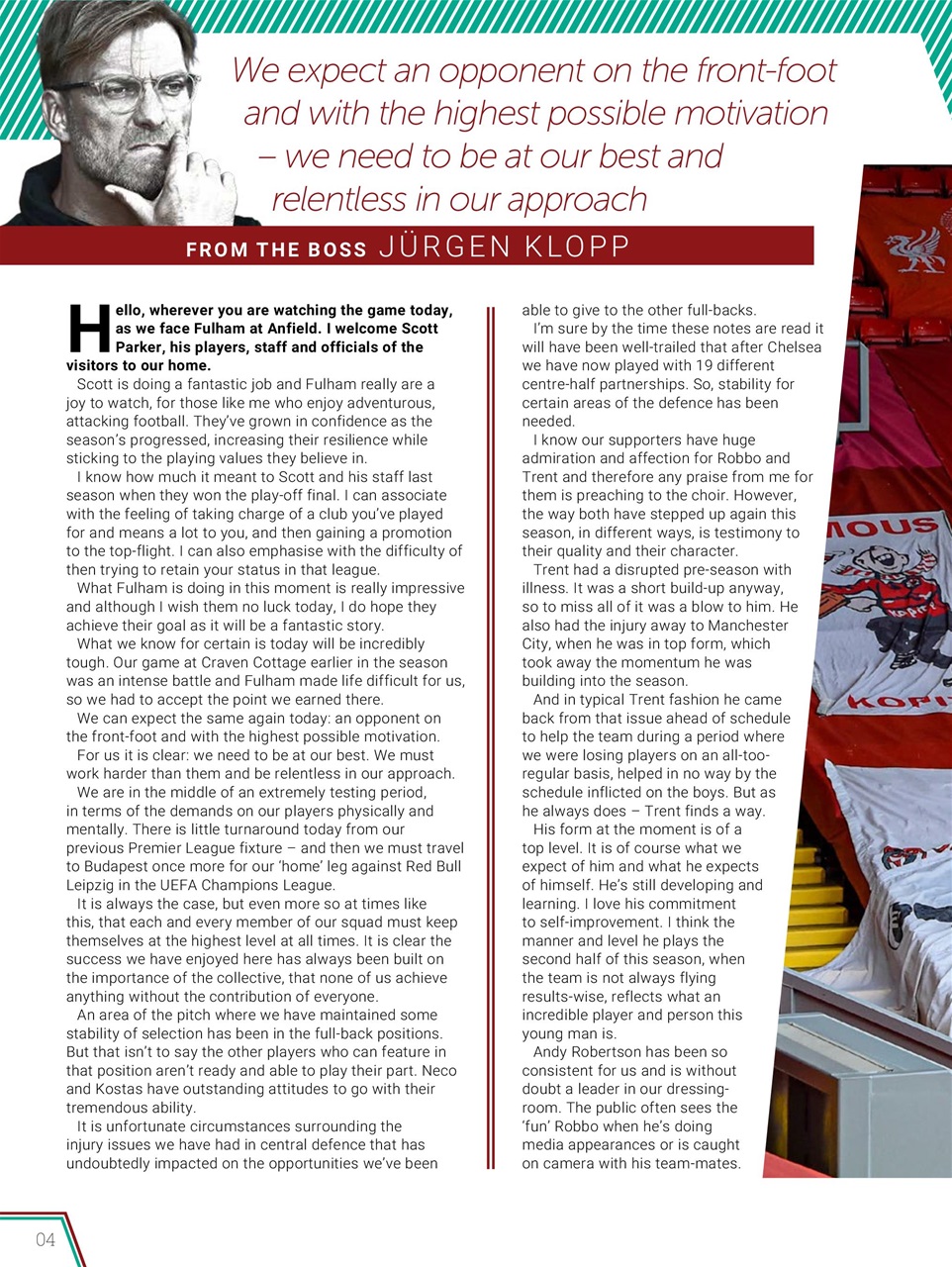 Liverpool FC Programmes Preview Pages