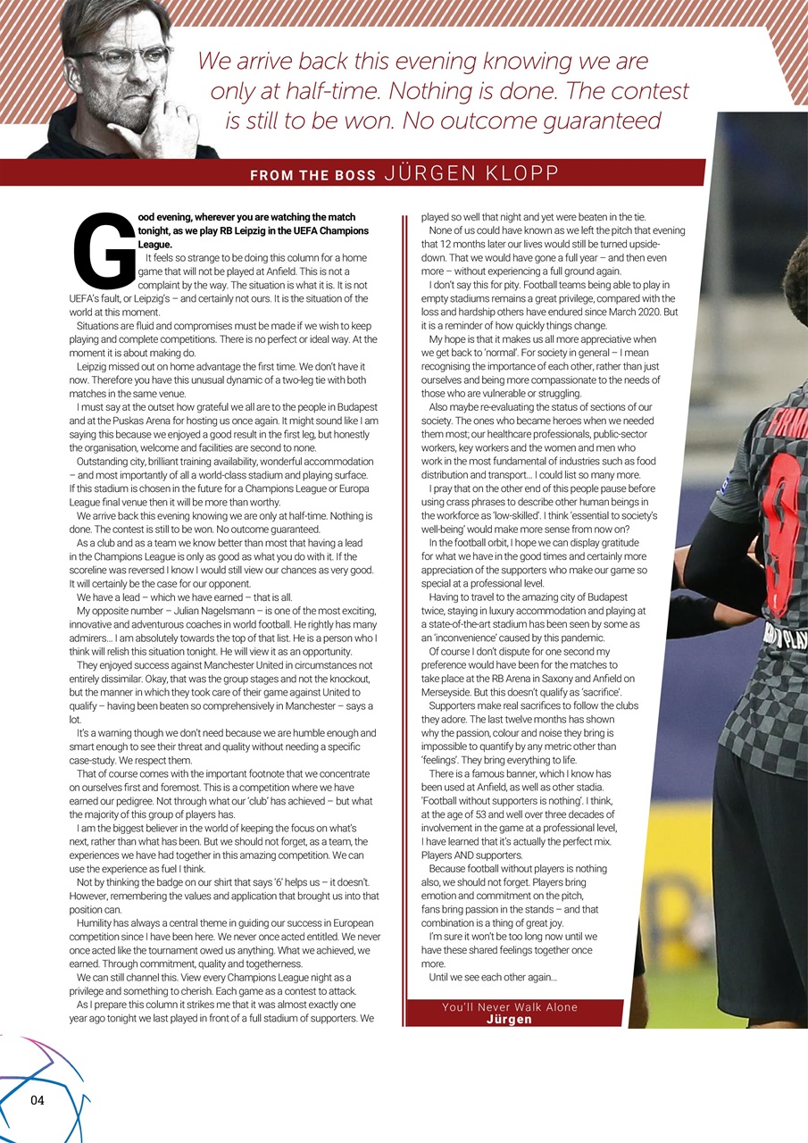 Liverpool FC Programmes Preview Pages