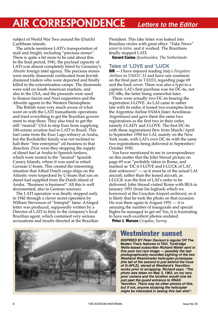 The Aviation Historian Magazine Preview Pages