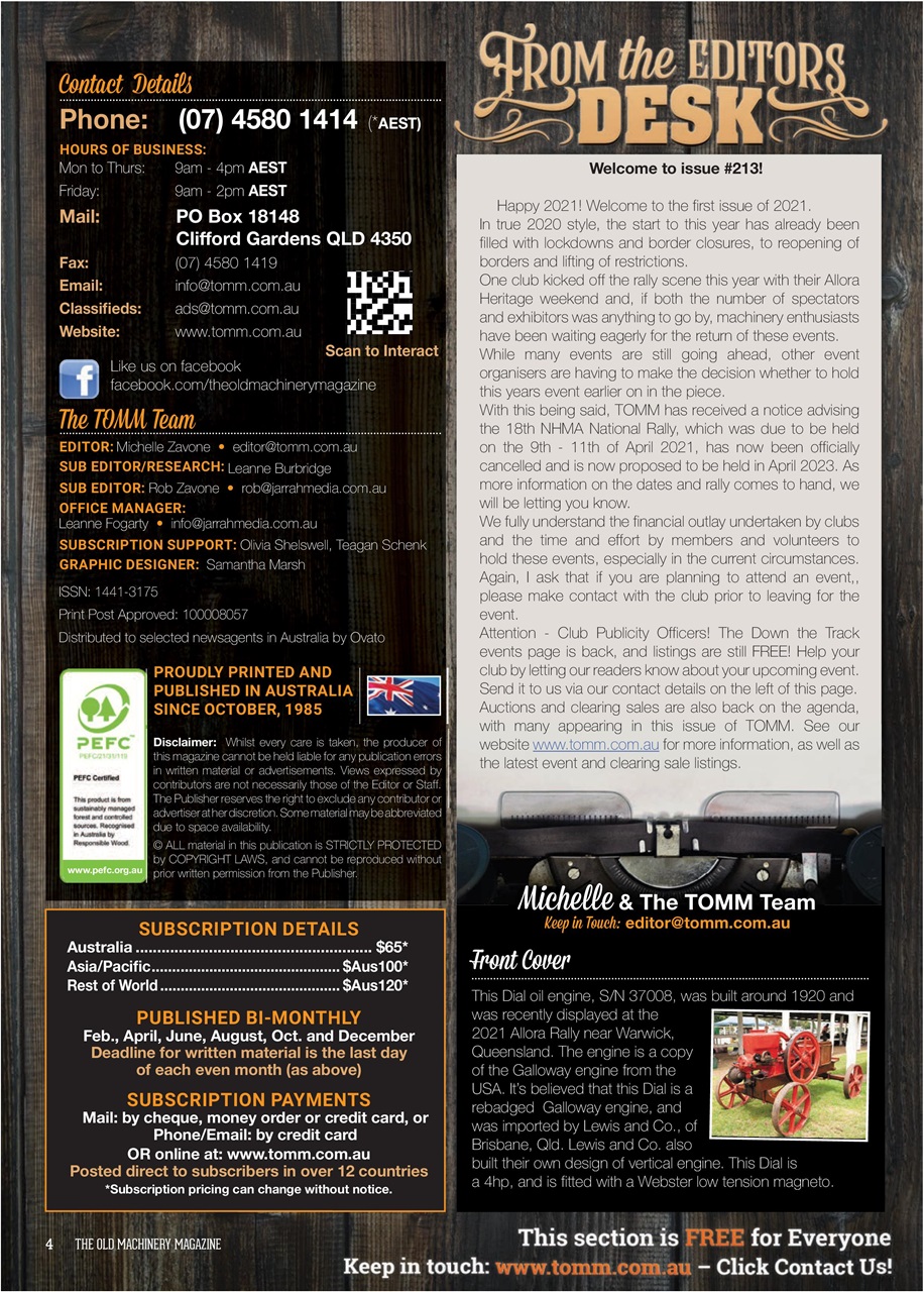 The Old Machinery Magazine Preview Pages
