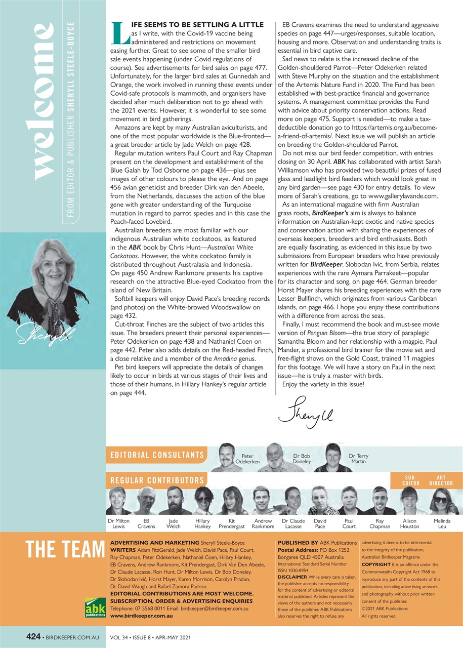 Australian Birdkeeper Magazine Preview Pages