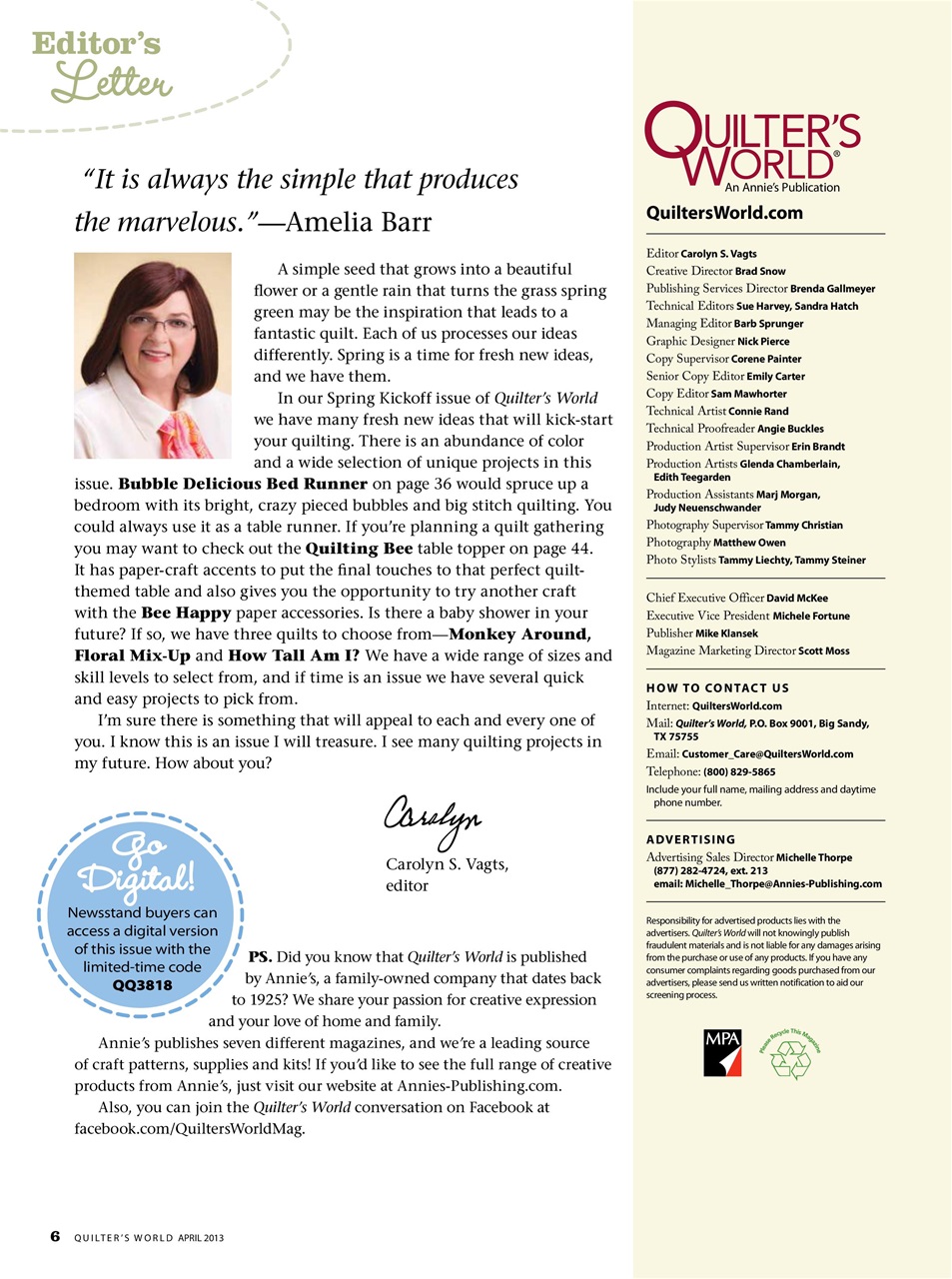 Quilter's World Preview Pages