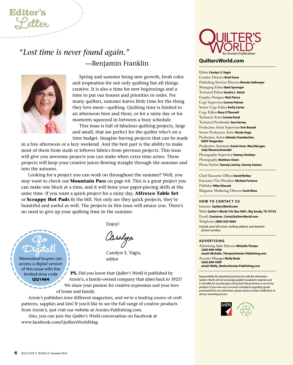 Quilter's World Preview Pages