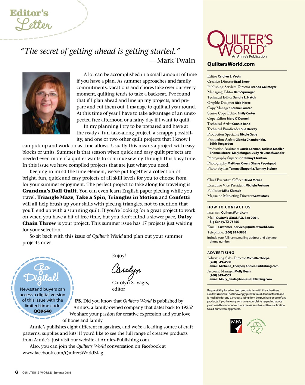 Quilter's World Preview Pages