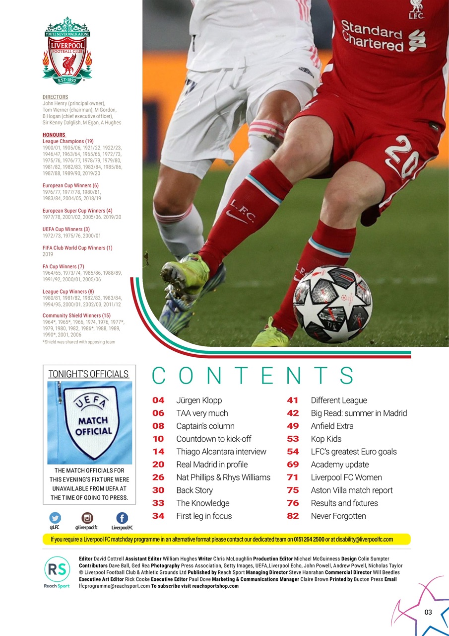 Liverpool FC Programmes Preview Pages