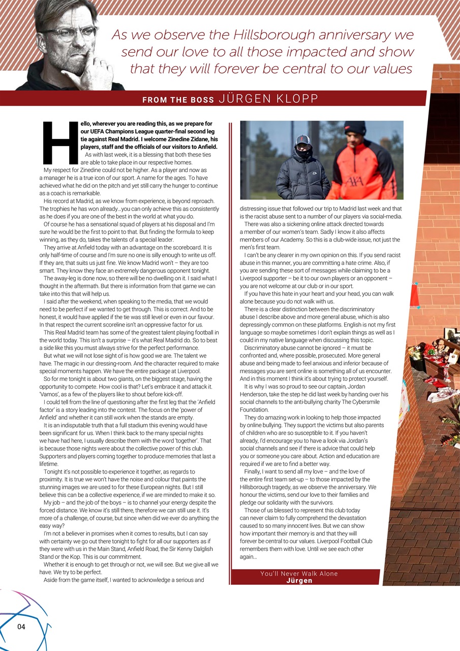 Liverpool FC Programmes Preview Pages
