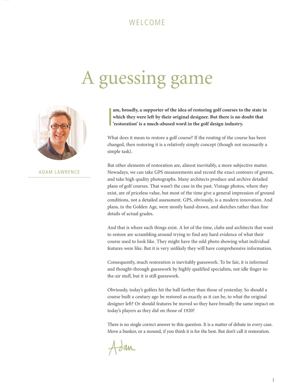 Golf Course Architecture Preview Pages