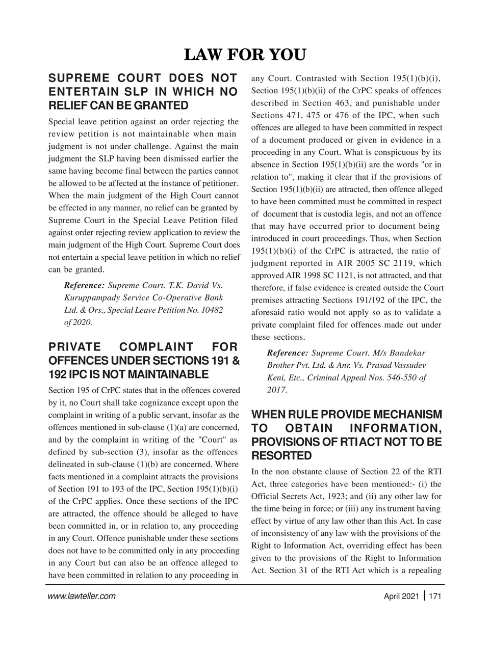 Lawteller – A Legal Awareness Magazine Preview Pages