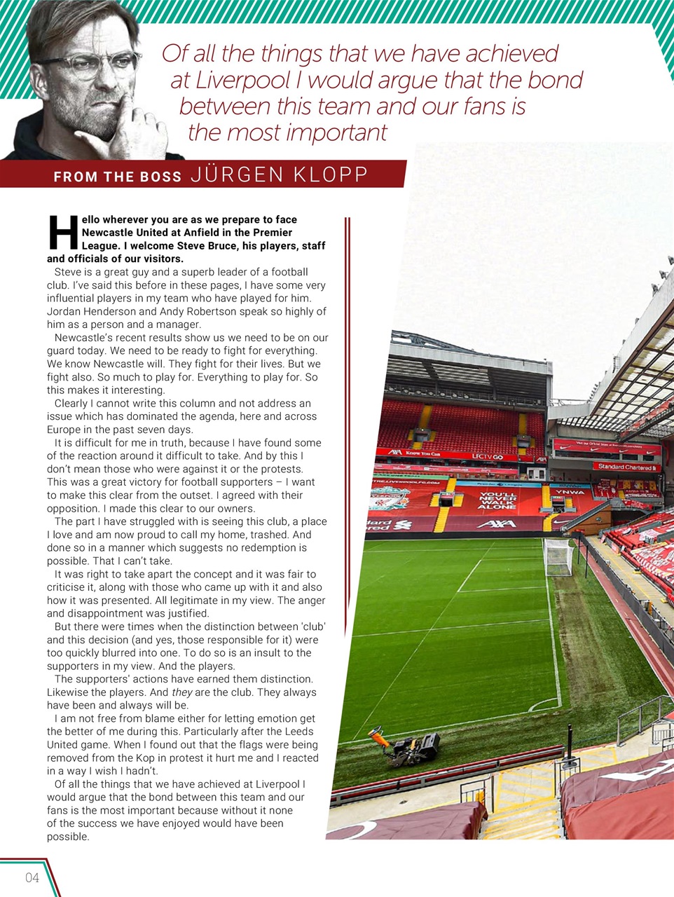 Liverpool FC Programmes Preview Pages
