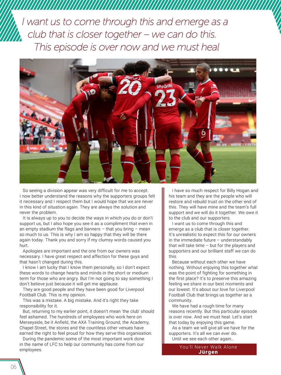 Liverpool FC Programmes Preview Pages