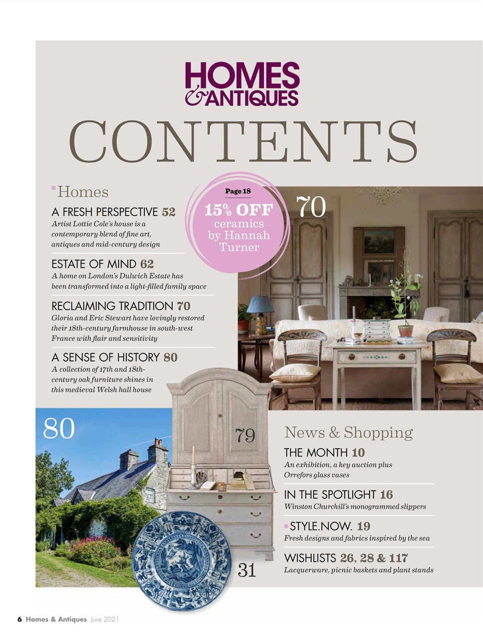 Homes & Antiques Magazine Preview Pages