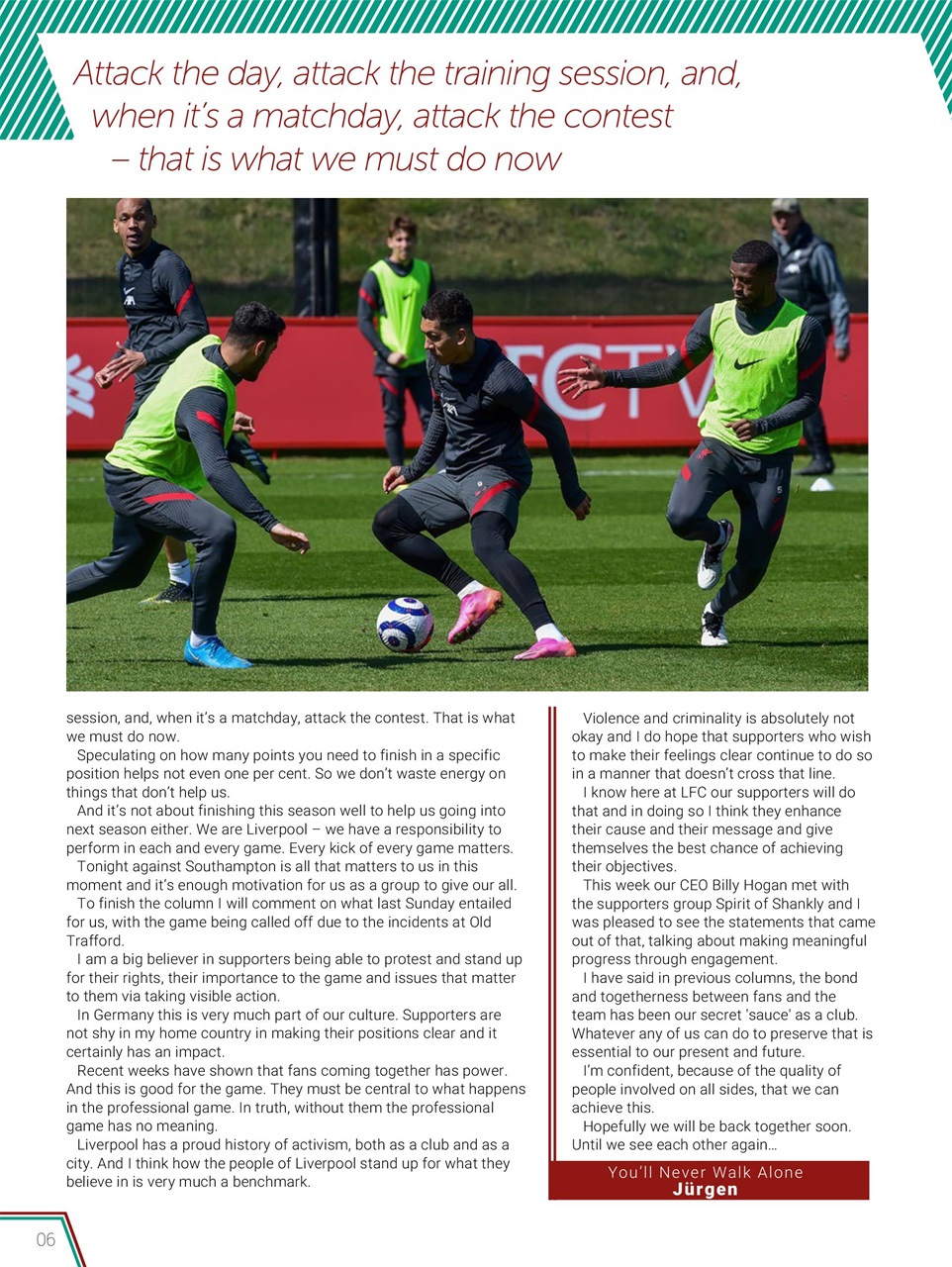 Liverpool FC Programmes Preview Pages