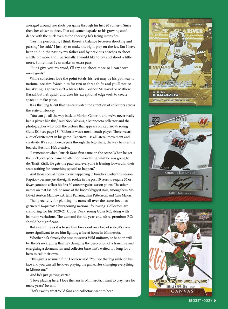 Beckett Hockey Magazine Preview Pages