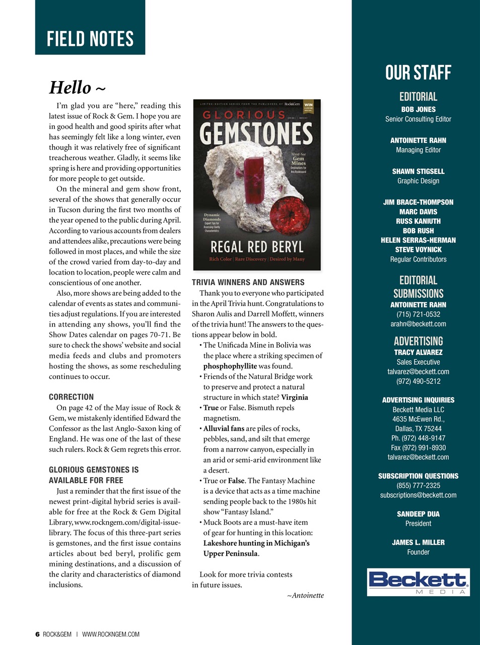 Rock&Gem Magazine Preview Pages