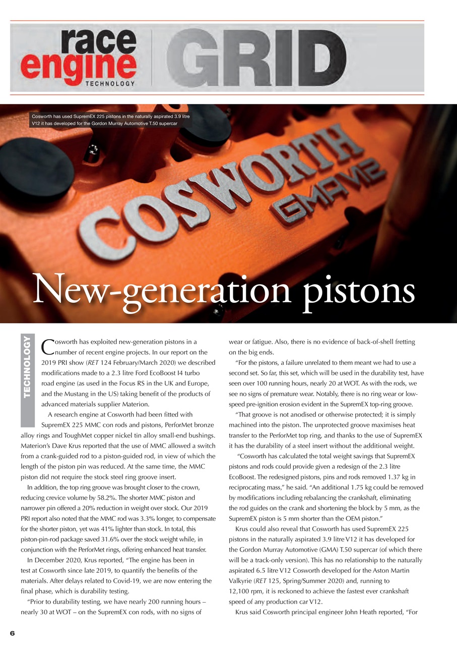 Race Engine Technology Preview Pages