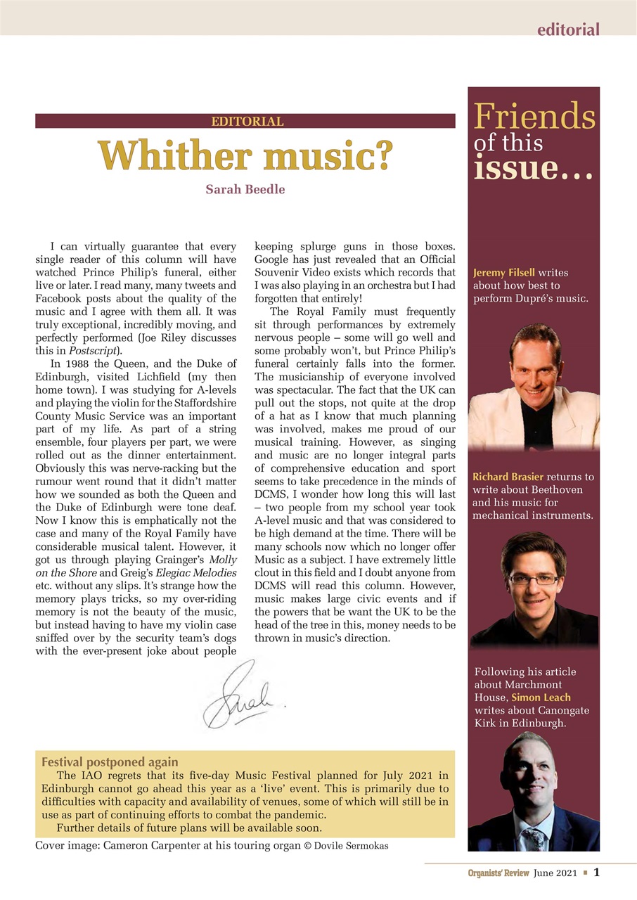Organists' Review Preview Pages