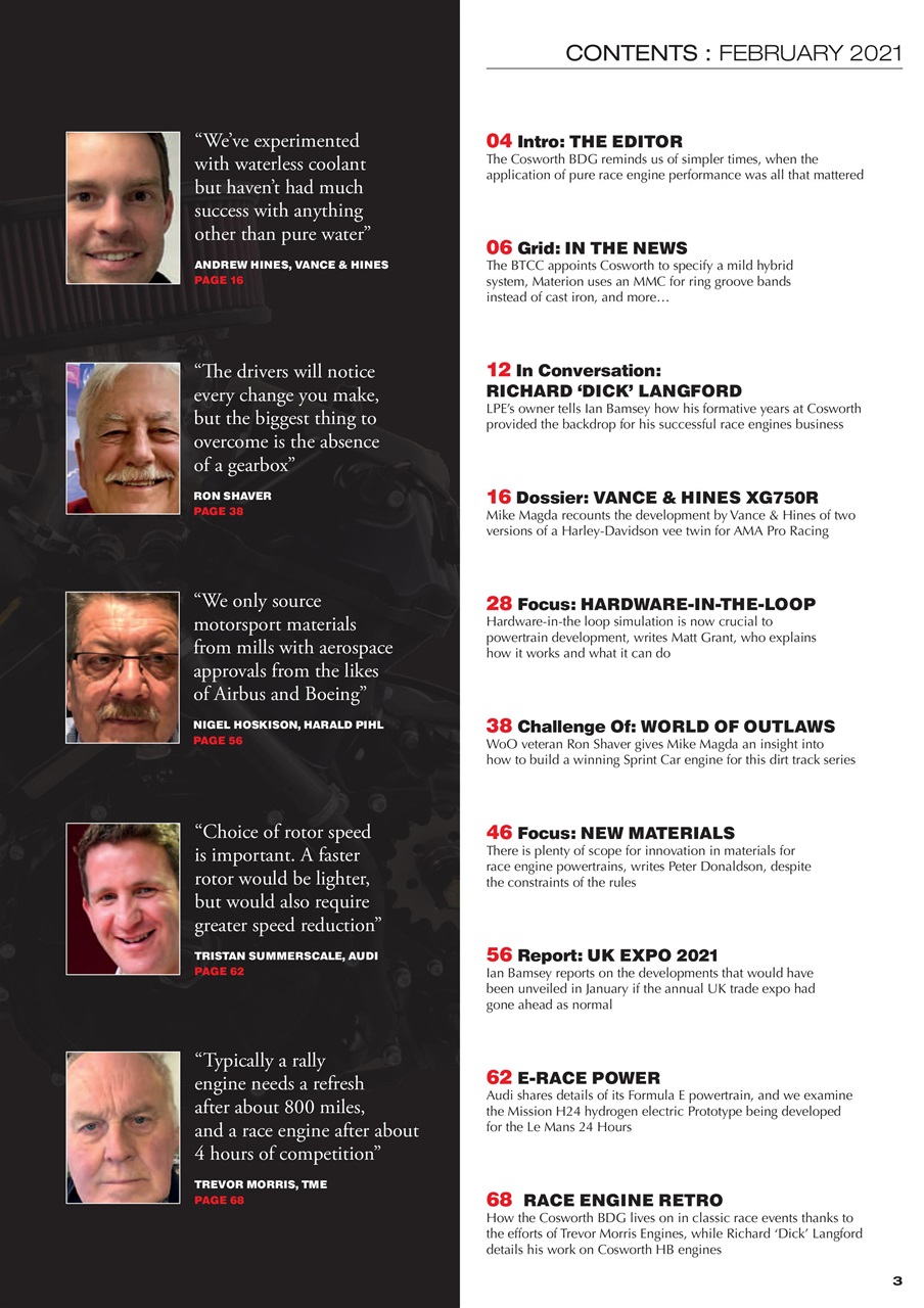 Race Engine Technology Preview Pages