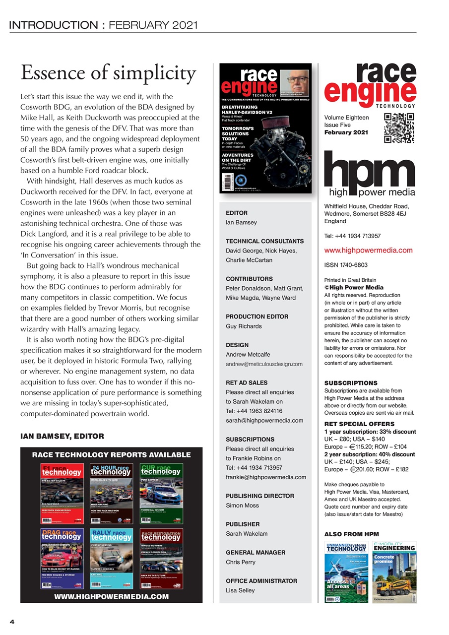 Race Engine Technology Preview Pages