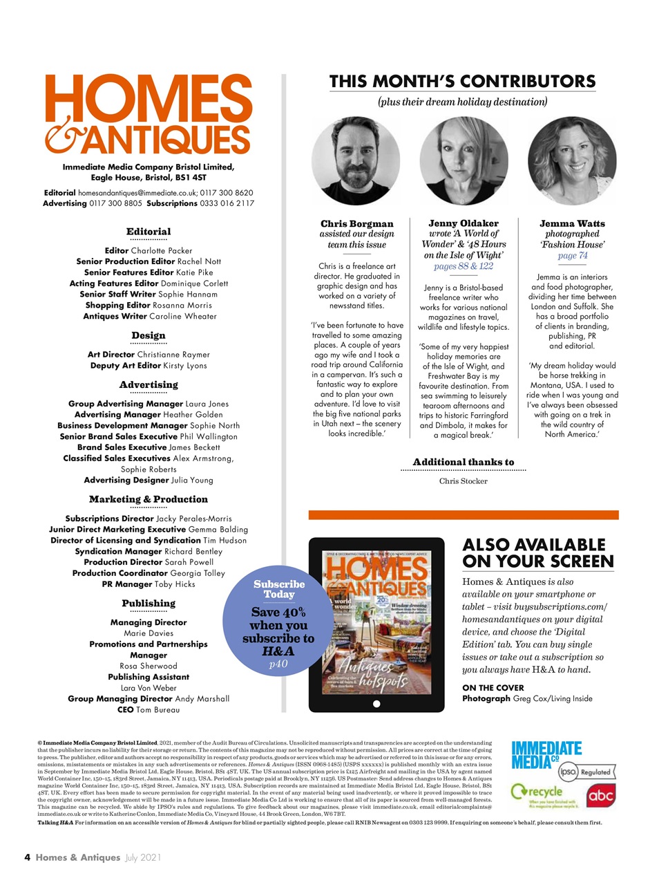 Homes & Antiques Magazine Preview Pages