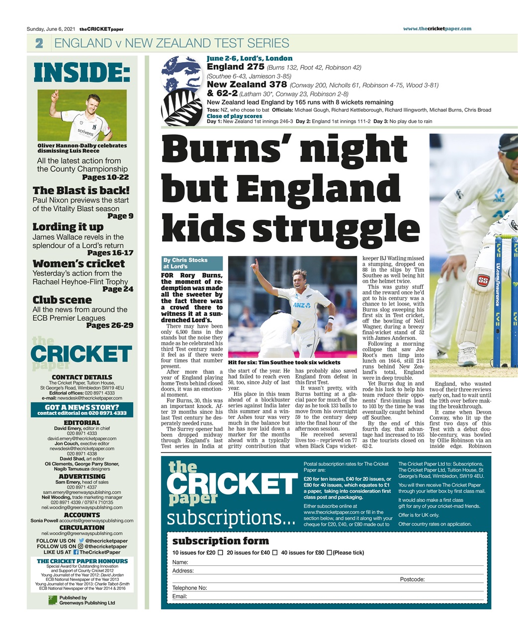 The Cricket Paper Preview Pages