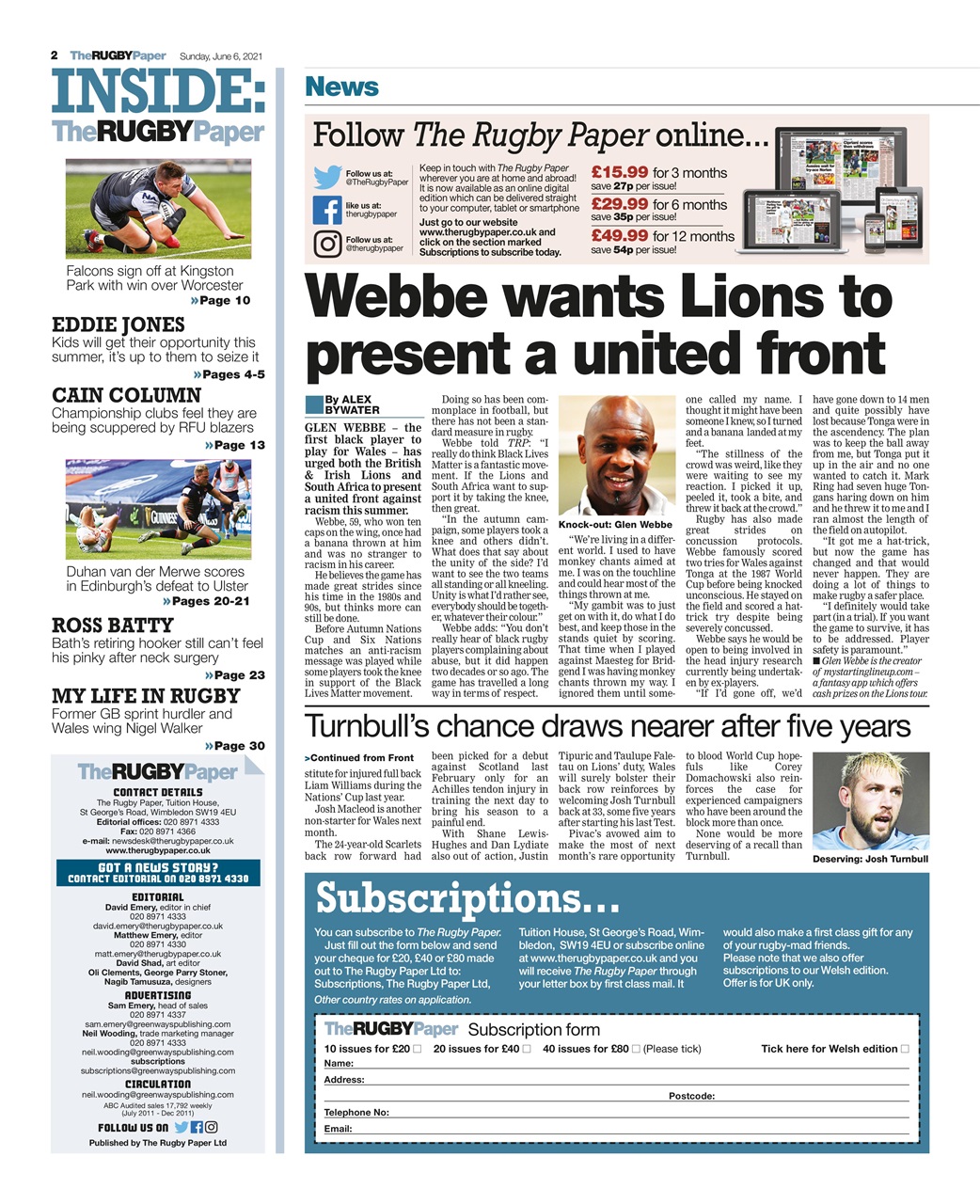 The Rugby Paper Preview Pages
