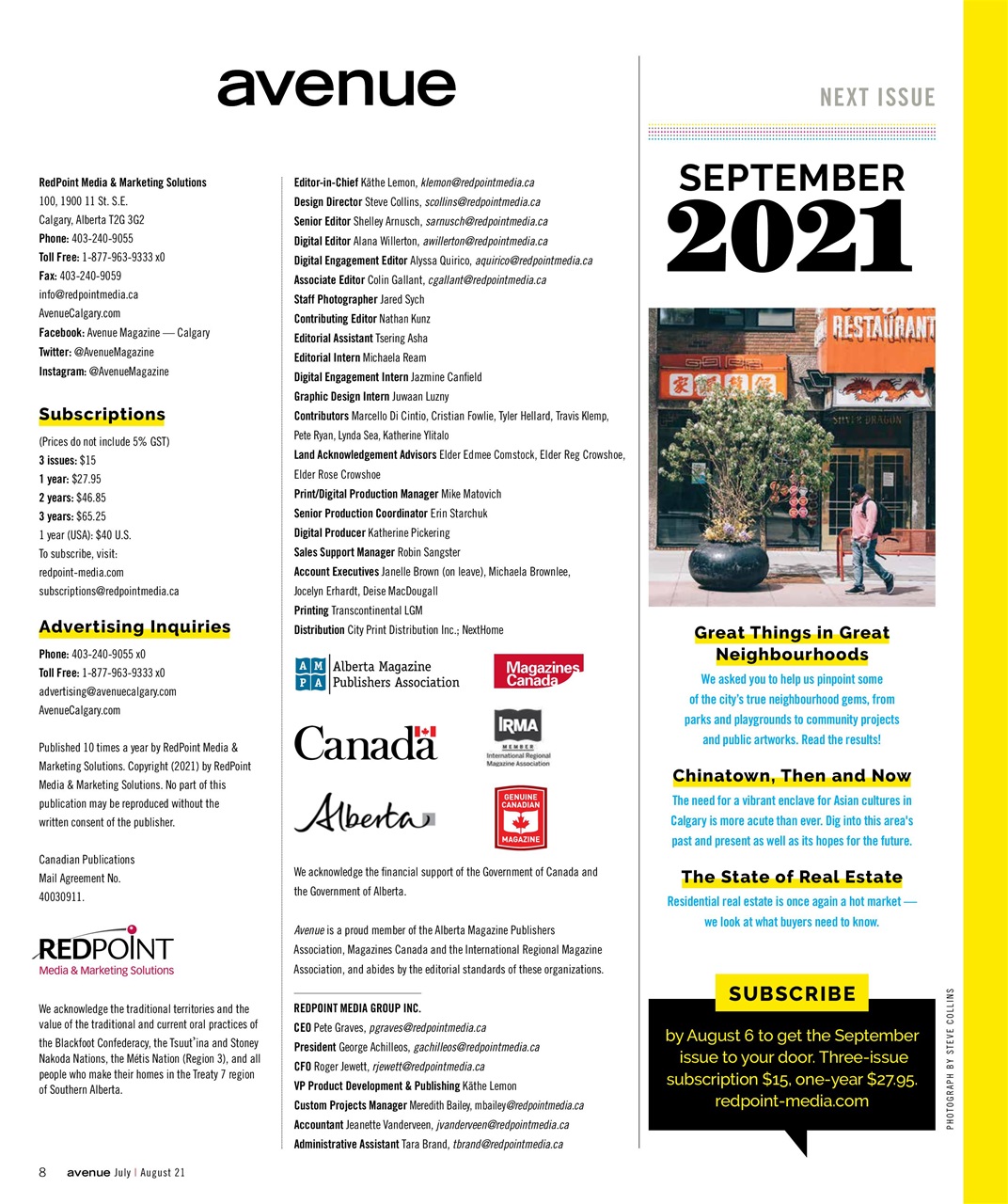 Avenue Calgary Preview Pages
