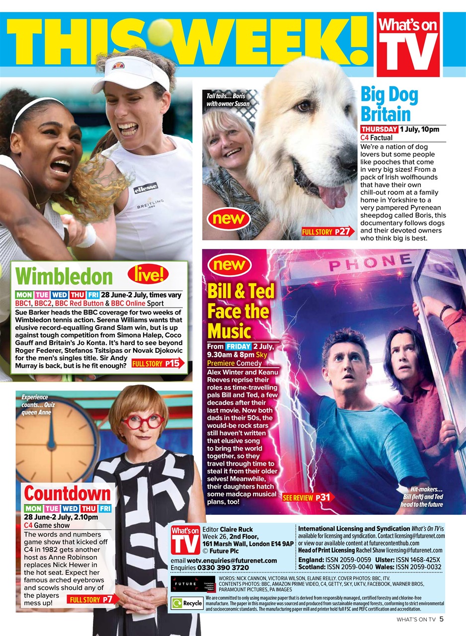 What's on TV Preview Pages