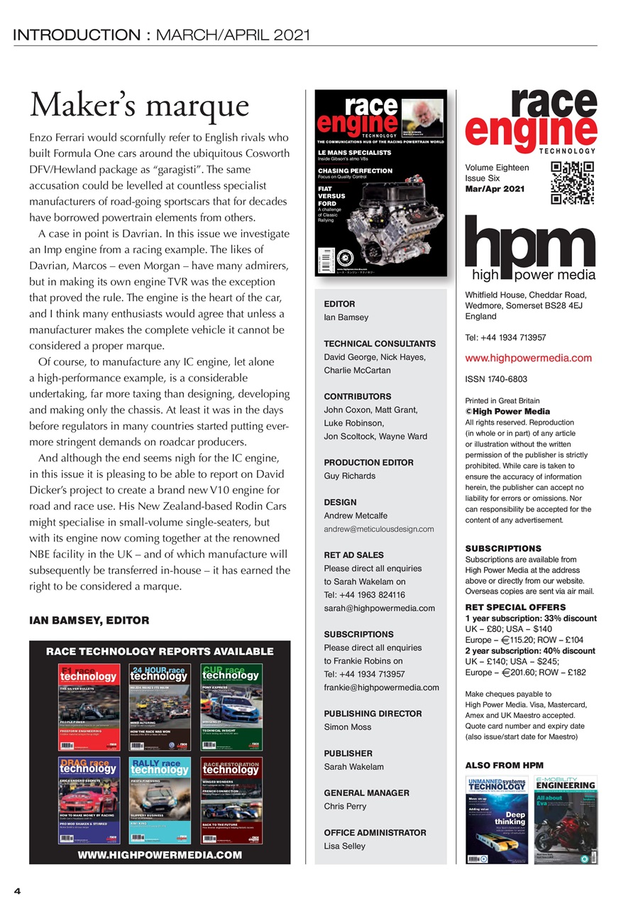 Race Engine Technology Preview Pages