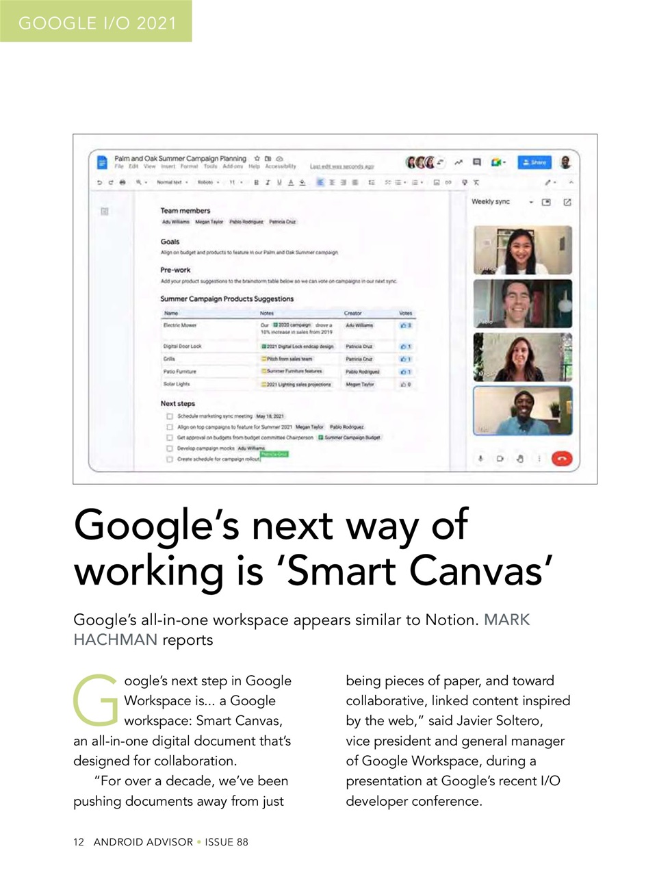 Android Advisor Preview Pages