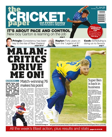 The Cricket Paper issue 27th June 2021