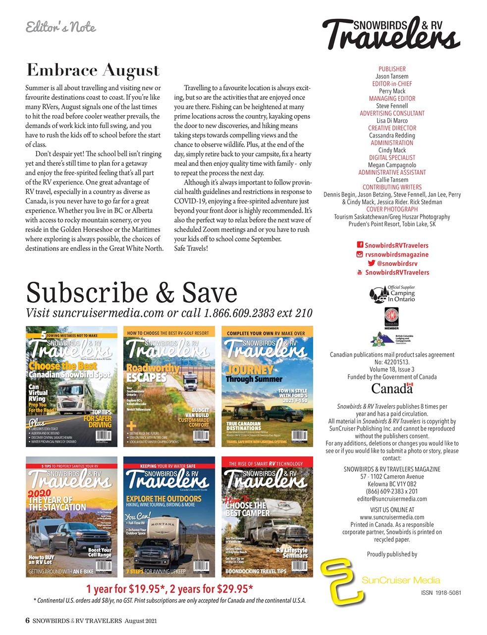 Snowbirds & RV Travelers Preview Pages