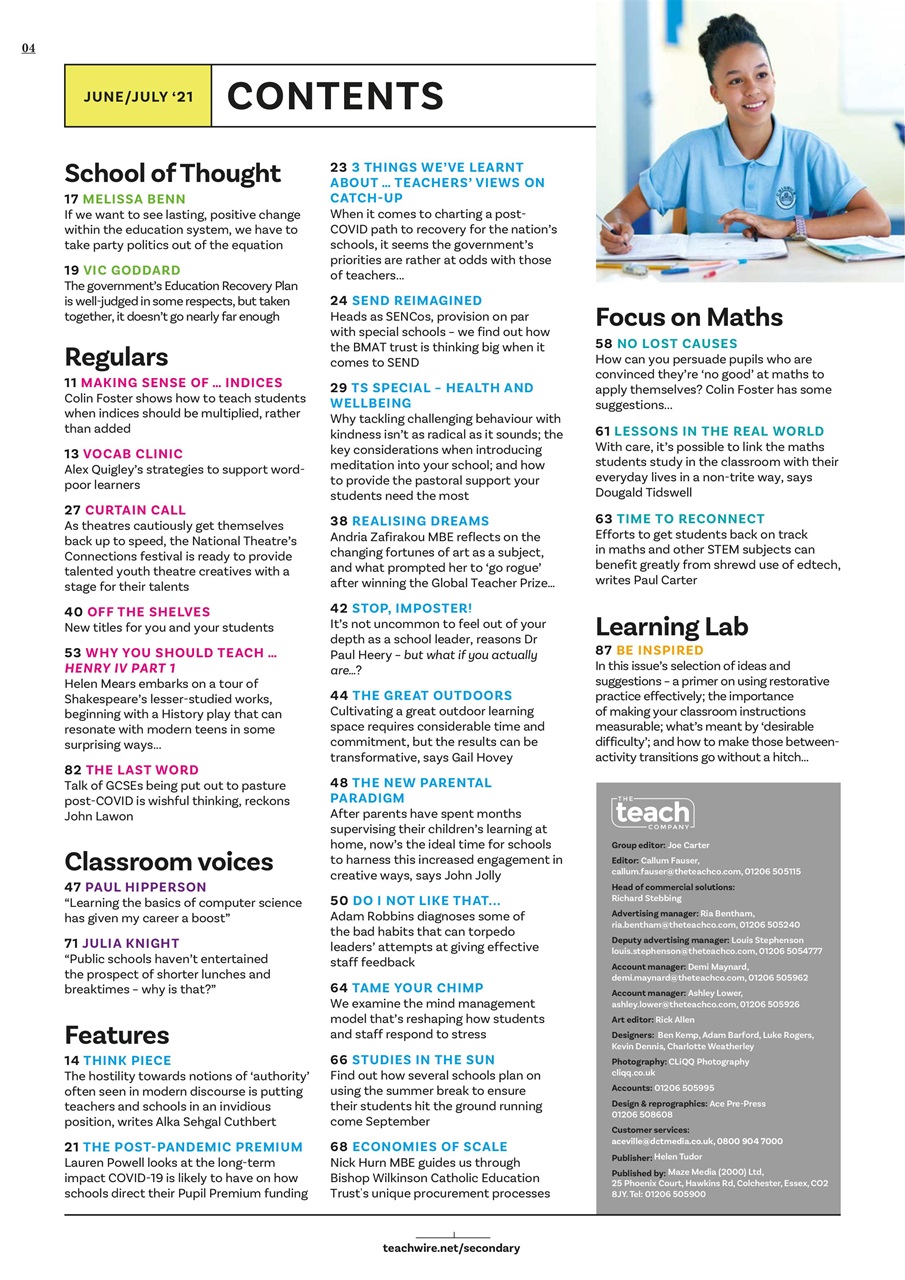 Teach Secondary Preview Pages