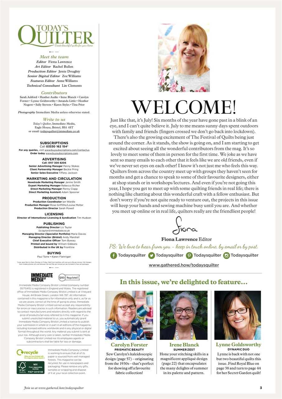Today’s Quilter Preview Pages