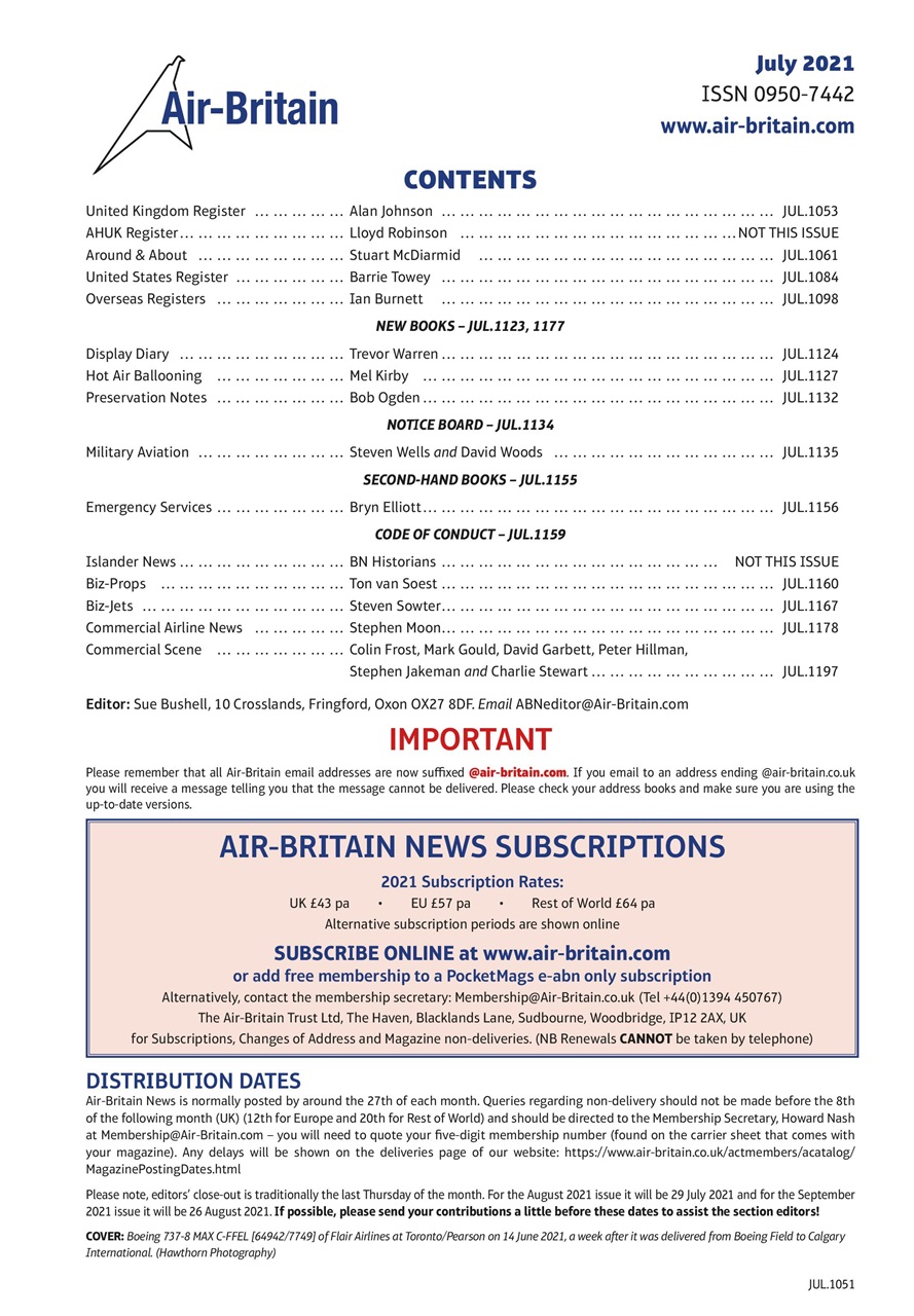 Air Britain News Preview Pages